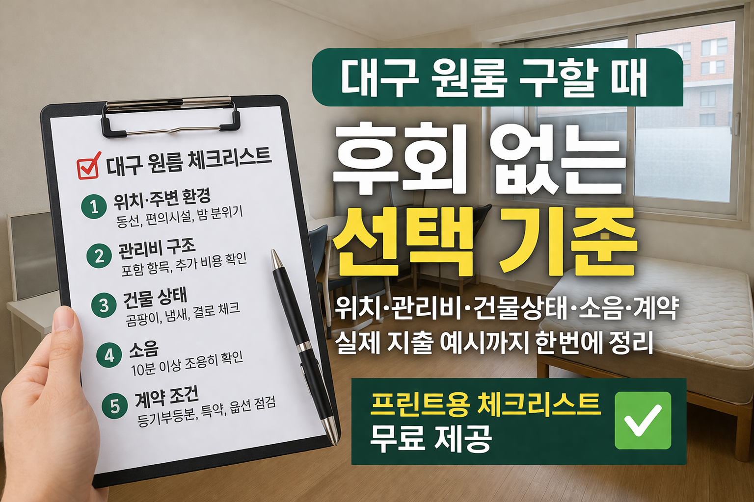 대구 원룸 체크리스트 (2026)｜계약 전 반드시 확인해야 할 기준