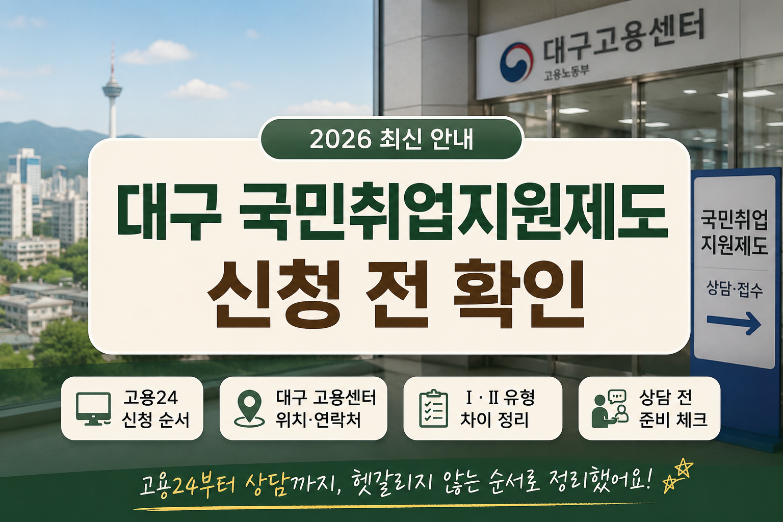 대구 국민취업지원제도 신청 전 확인 2026|고용센터 상담·고용24 순서