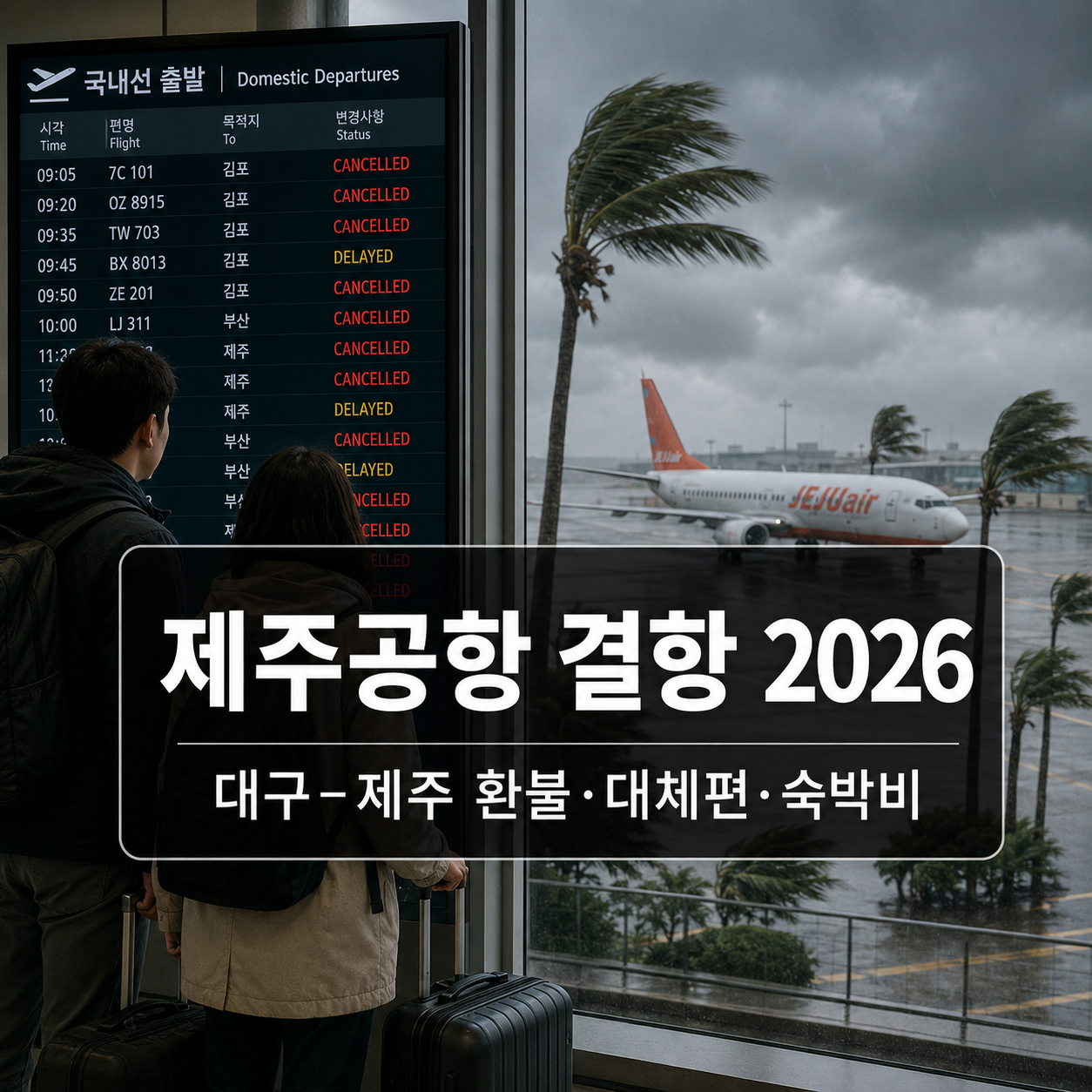 제주공항 결항 2026|대구–제주 항공편 조회·환불·대체편·숙박비 기준