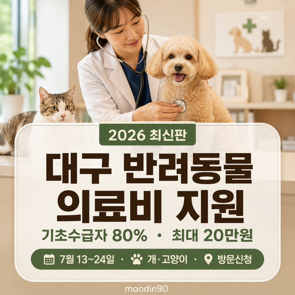 대구 반려동물 의료비 지원 2026｜기초수급자 80%·최대 20만원, 신청기간·방문처