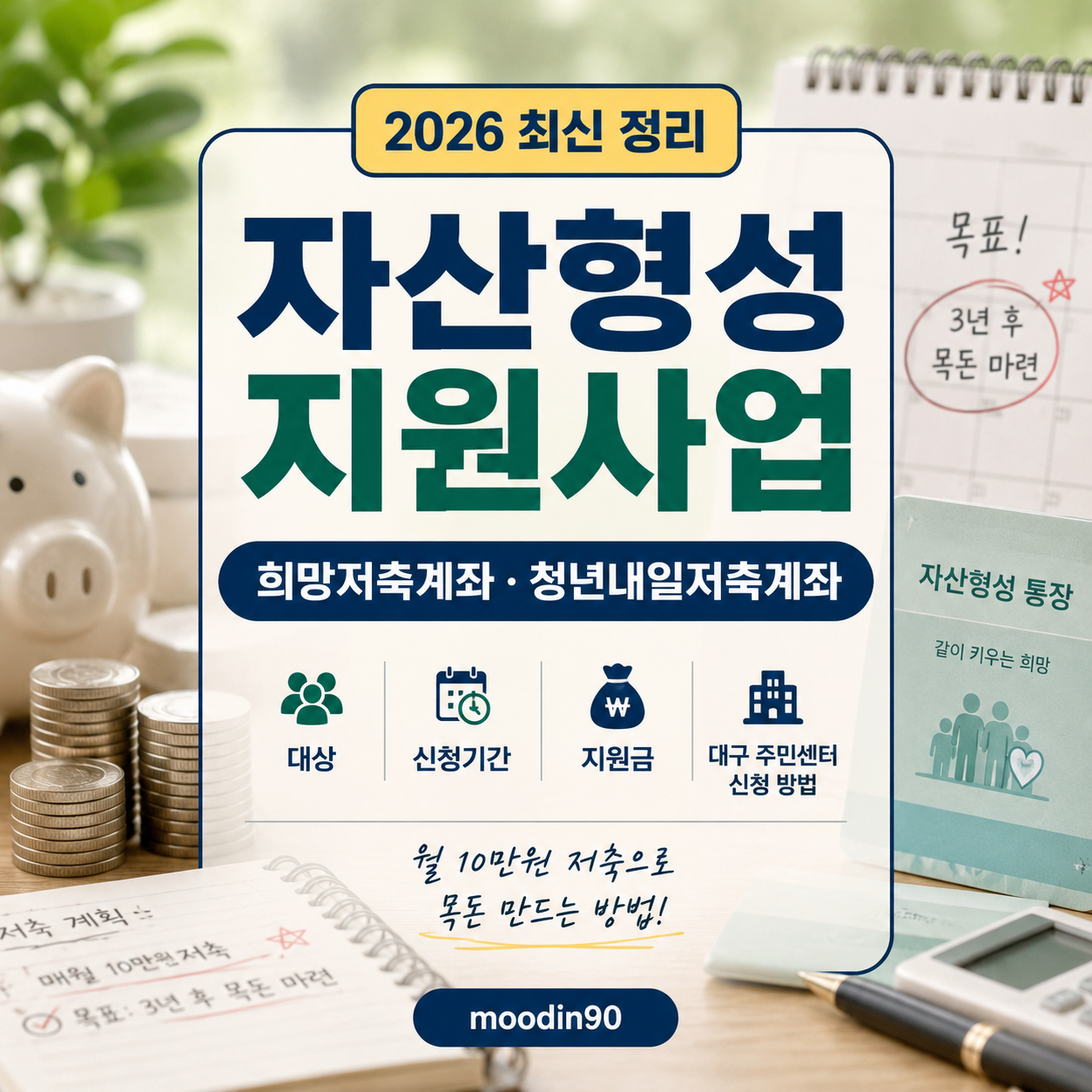 2026 자산형성지원사업 총정리|희망저축계좌·청년내일저축계좌 대상, 신청기간, 지원금