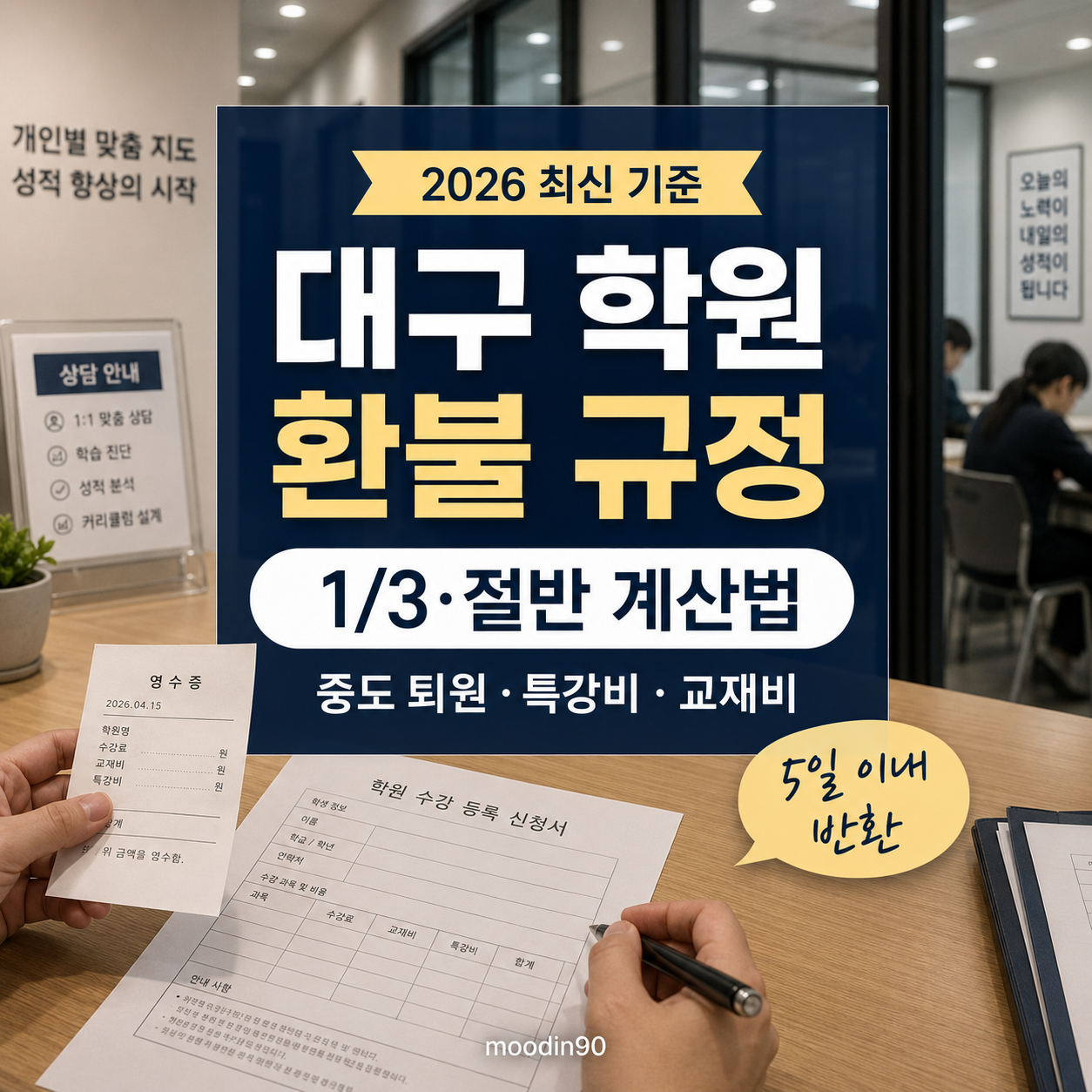 대구 학원 환불 규정 2026 – 중도 퇴원·특강비·교재비 돌려받는 기준