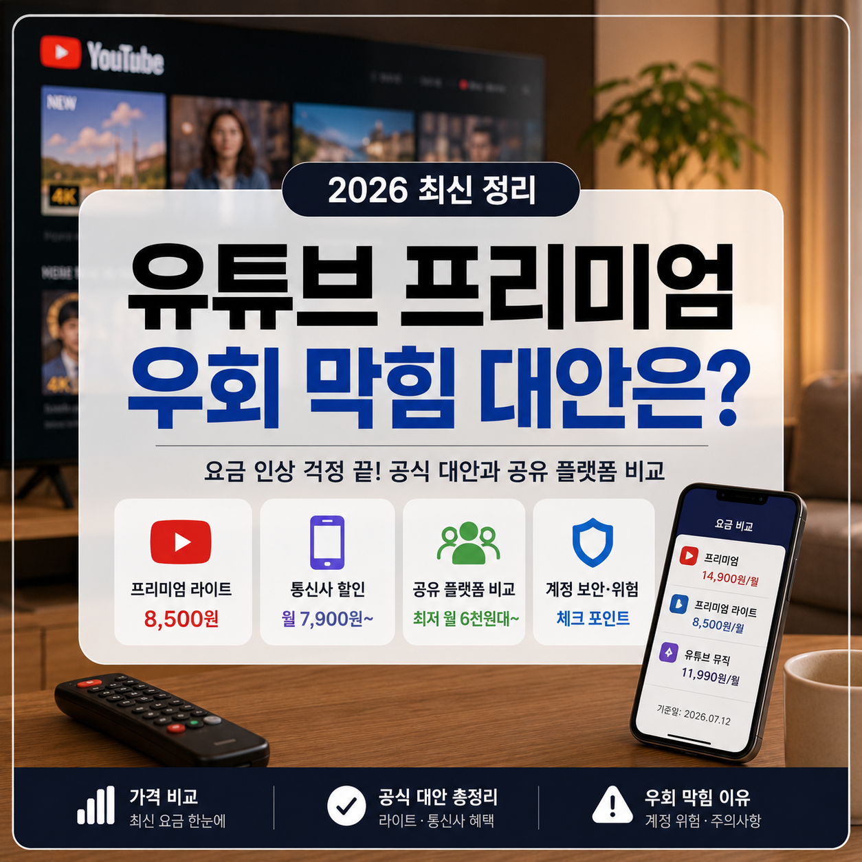 유튜브 프리미엄 우회 막힘 2026｜라이트·공유 플랫폼 비교