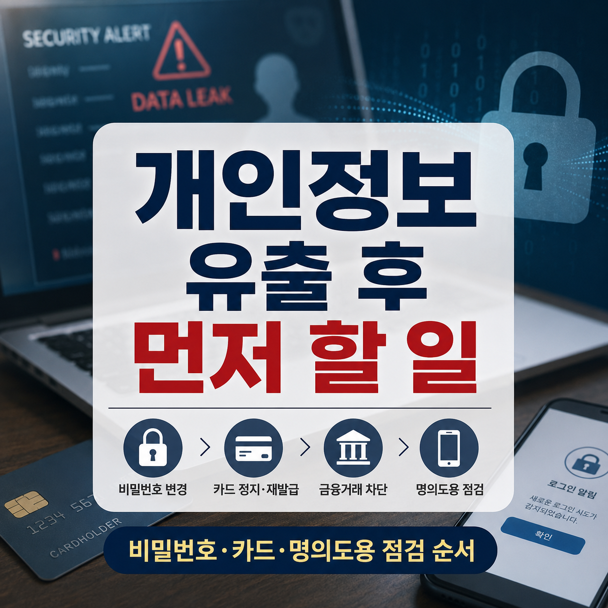 개인정보 유출 조회 후 해야 할 일｜비밀번호 변경·카드 정지·2차 피해 예방