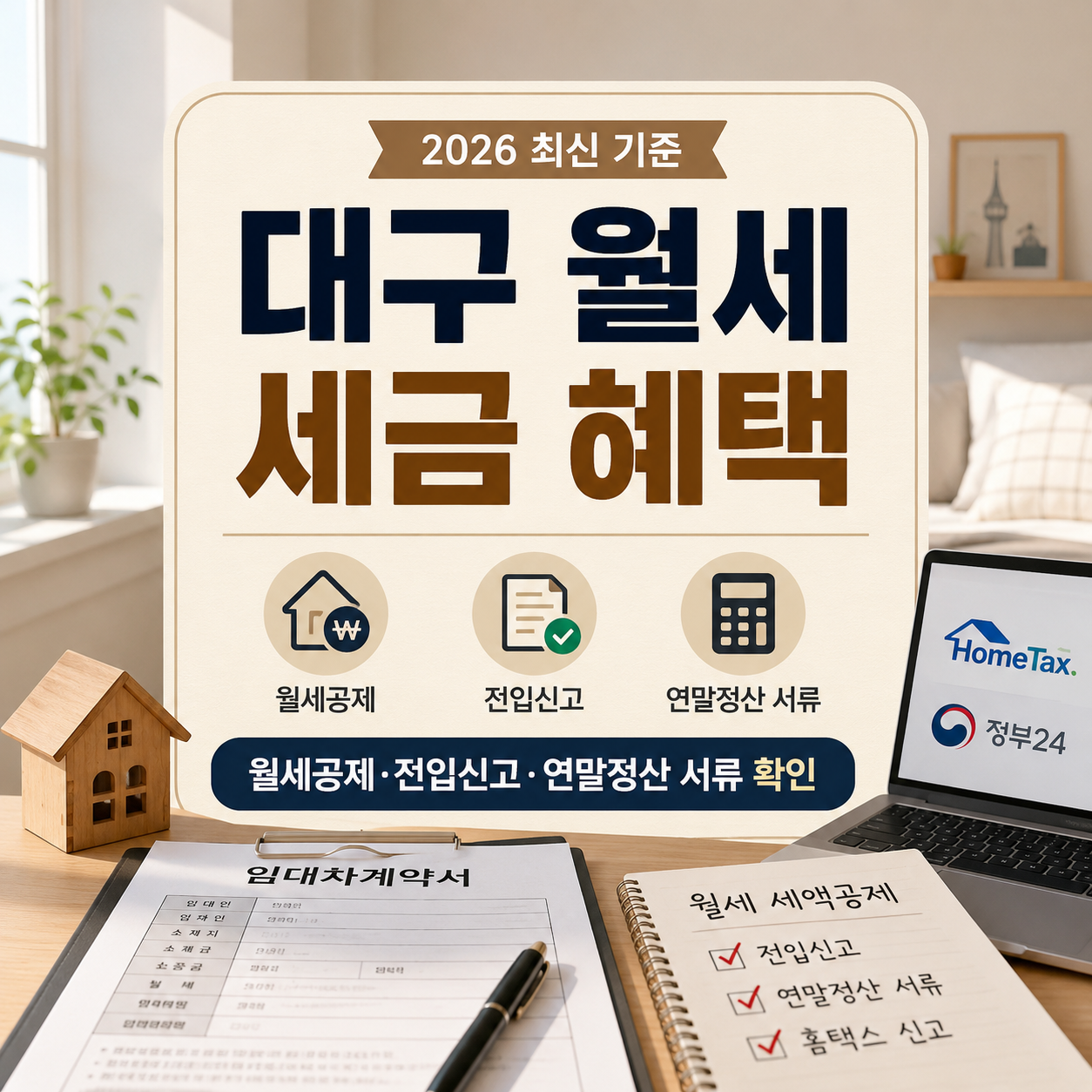 대구 월세 세금 혜택 2026|월세공제·전입신고·연말정산 서류 확인