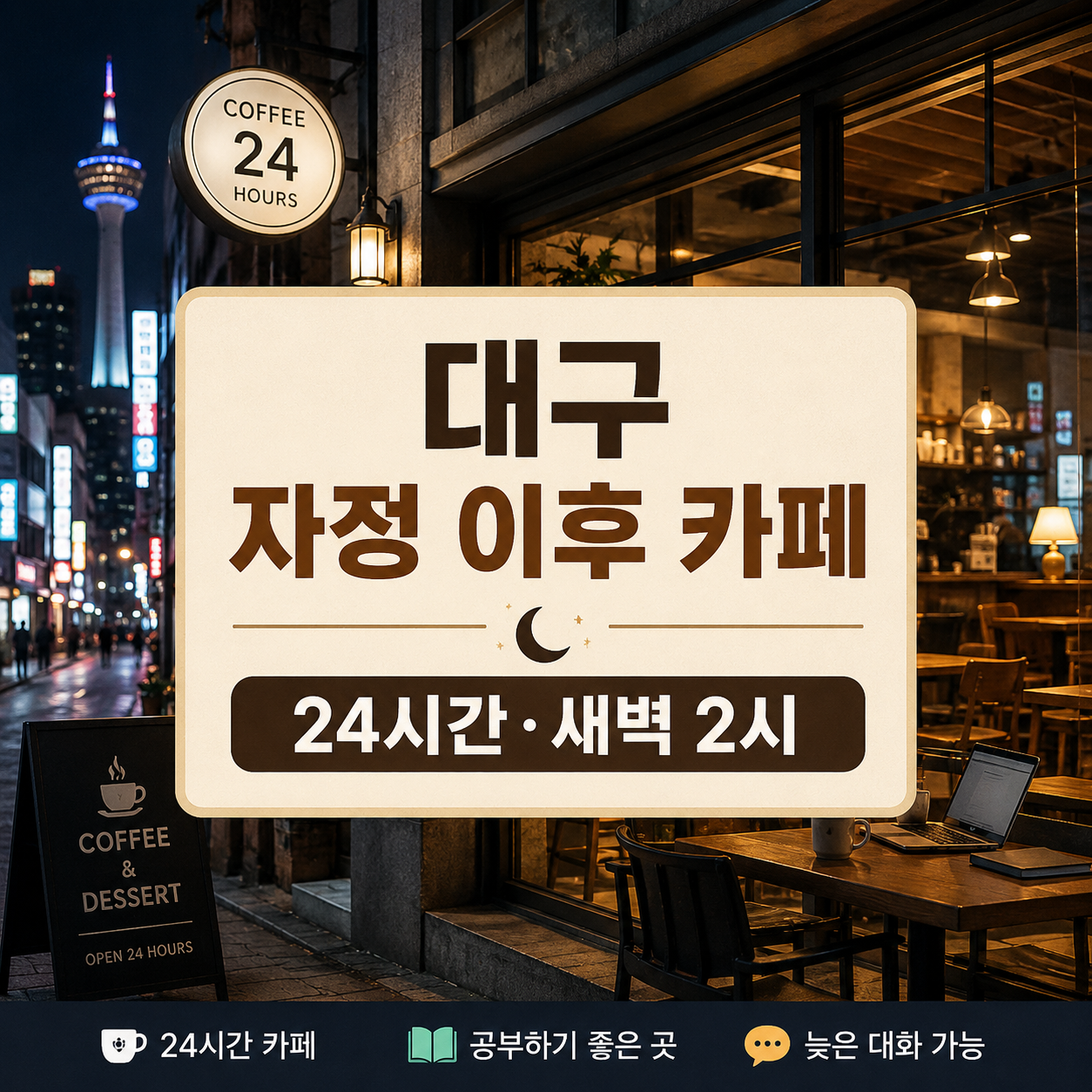 대구 자정 이후 카페 3곳｜24시간 공부·대화 가능한 곳