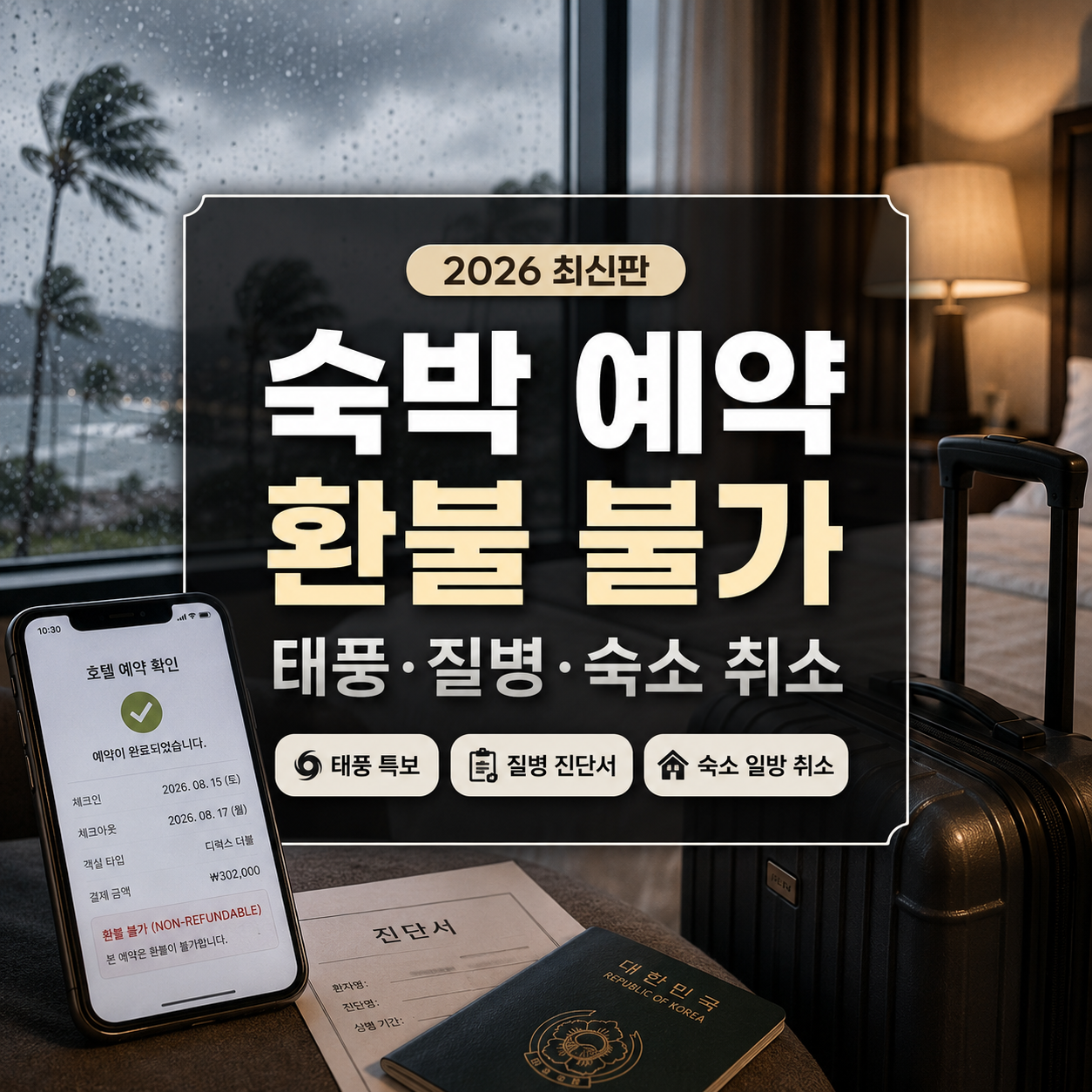 숙박 예약 환불 불가 2026｜태풍·질병·숙소 취소 환불 순서