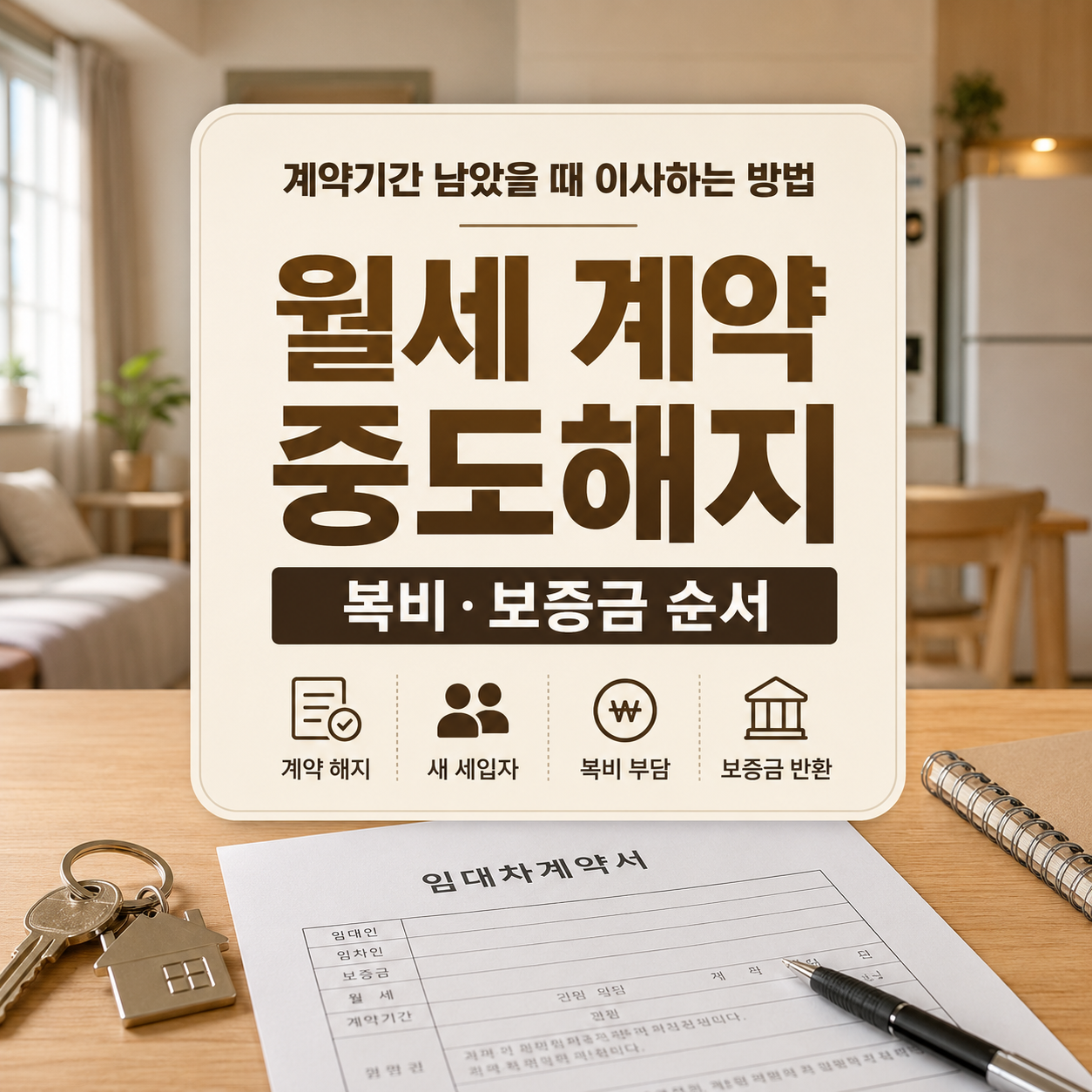 월세 계약 중도해지 방법｜복비·새 세입자·보증금 반환 순서