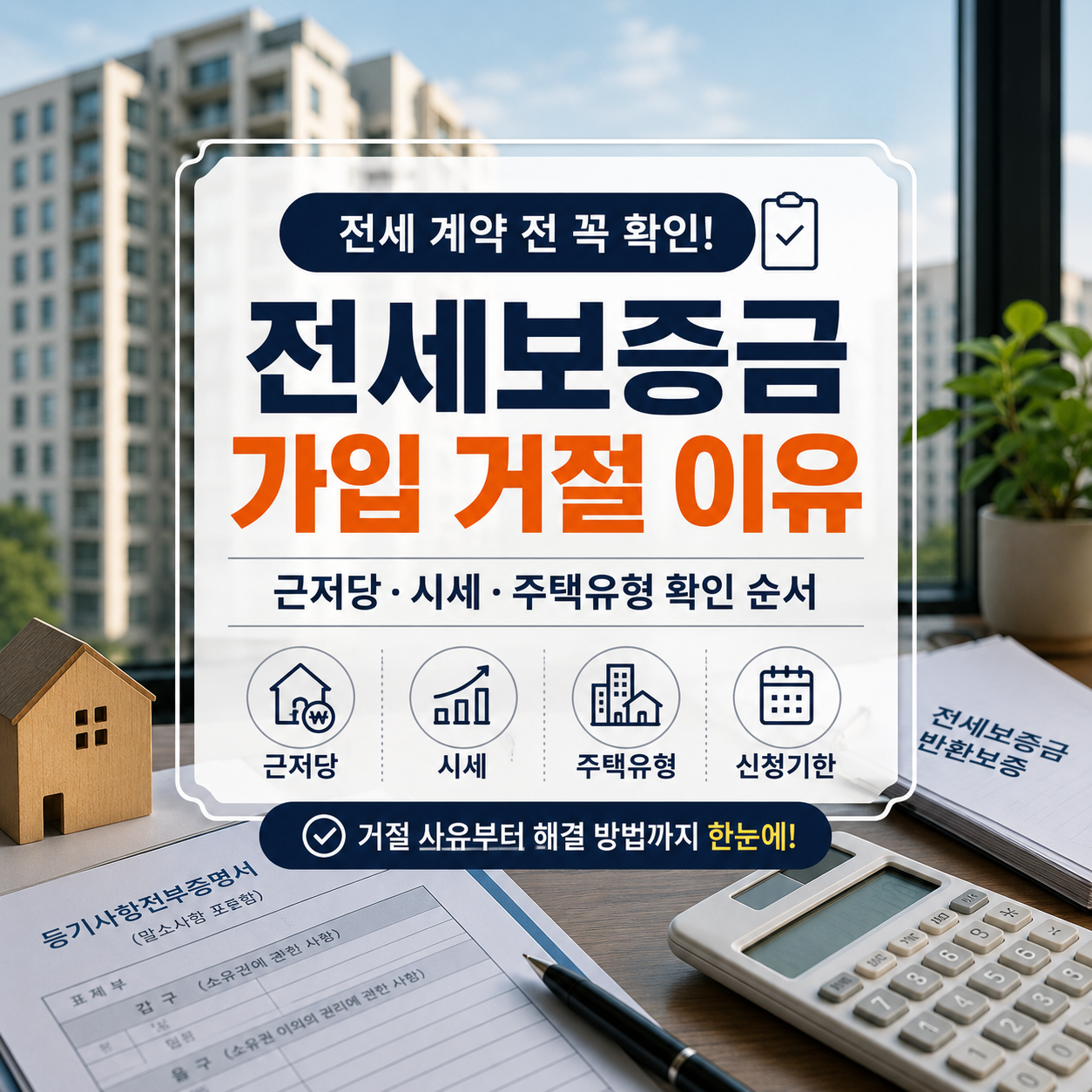 전세보증금 반환보증 가입 거절 이유|근저당·주택가격 확인