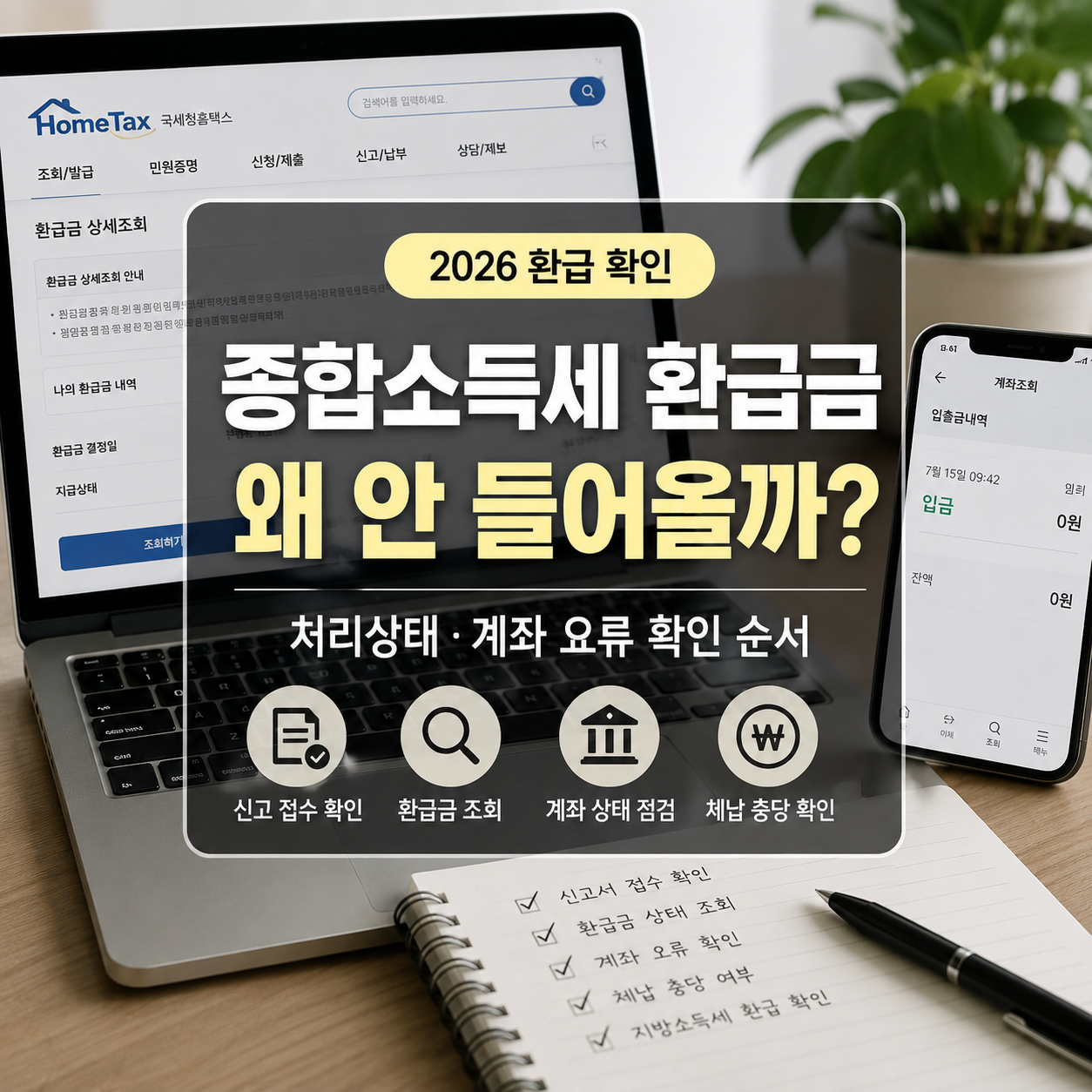 종합소득세 환급금 안 들어올 때｜처리상태·계좌 오류 확인