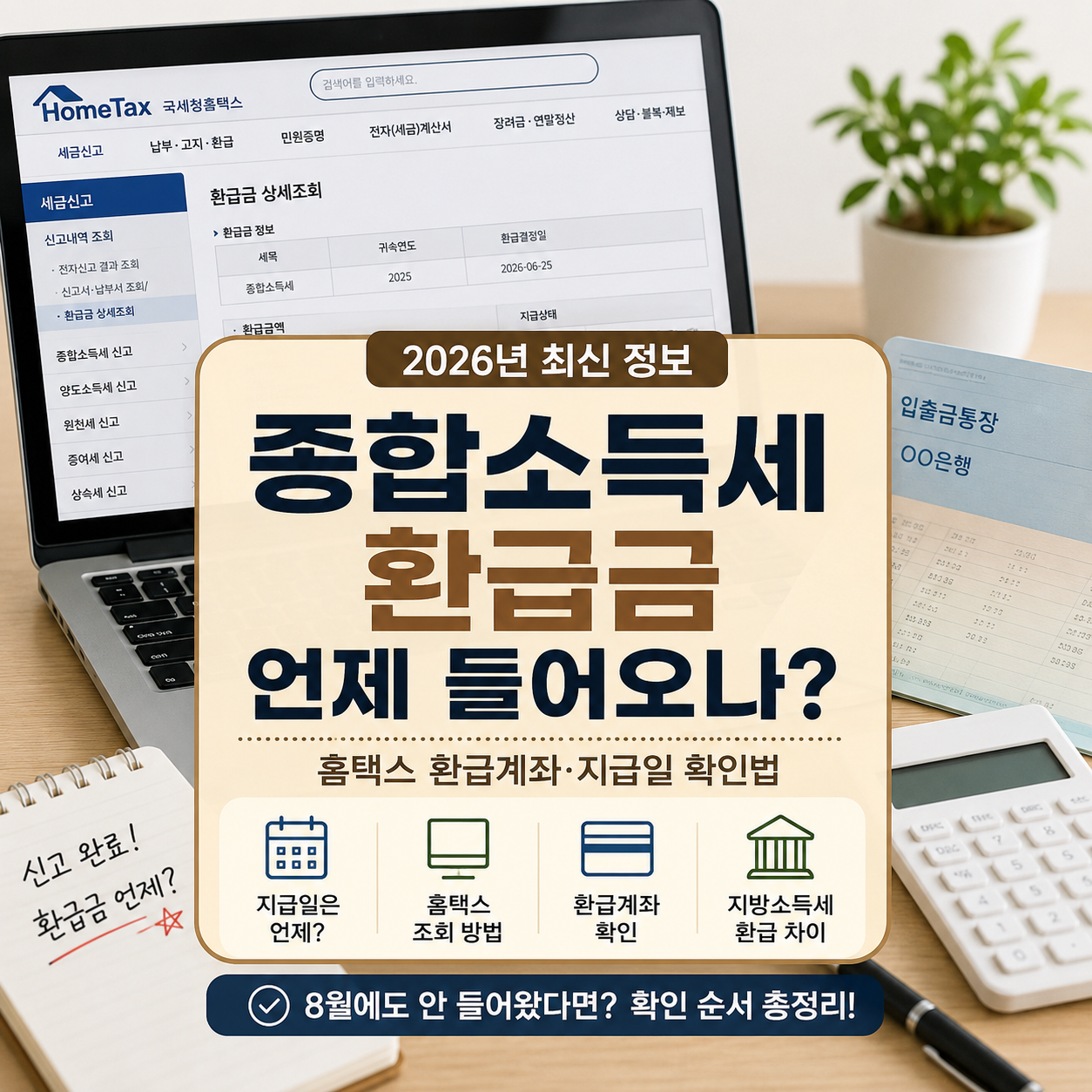 종합소득세 환급금 언제 들어오나 2026｜홈택스 환급계좌·지급일 확인법