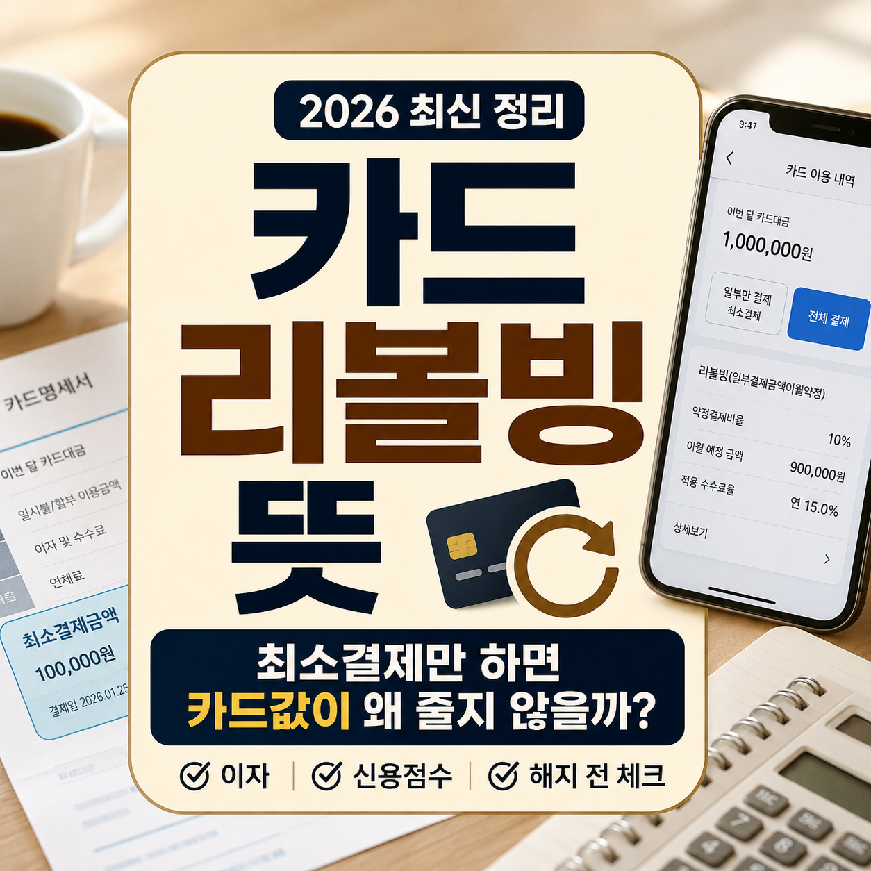 카드 리볼빙 뜻 2026｜최소결제만 하면 카드값이 왜 줄지 않을까