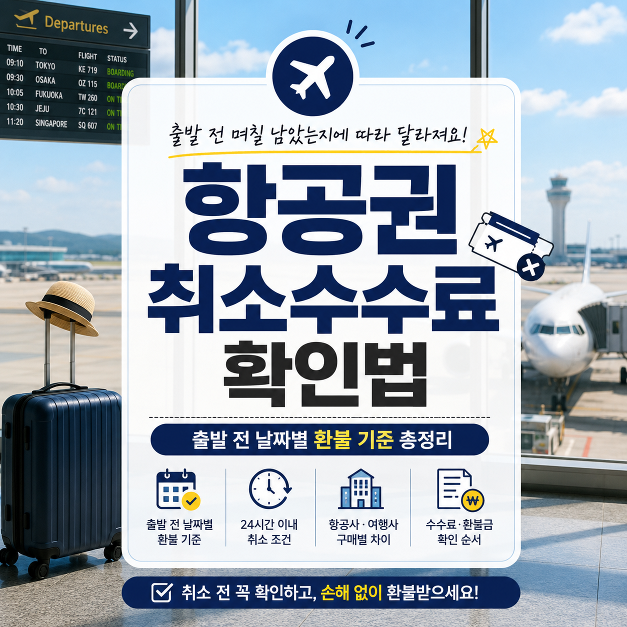 항공권 취소수수료 확인법|출발 전 날짜별 환불 기준