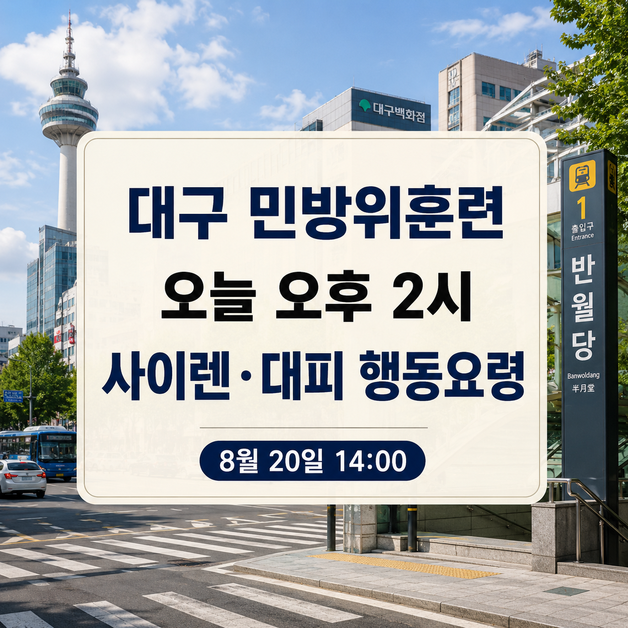 오늘 오후 2시 대구 민방위훈련|사이렌·대피·운전 행동요령