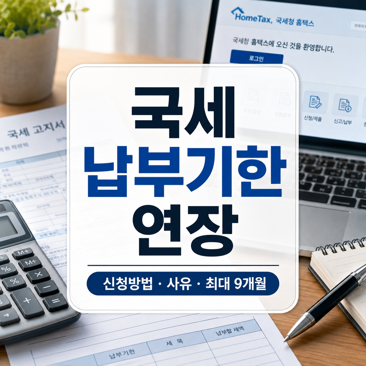 국세 납부기한 연장 신청방법 2026｜홈택스 신청기한·사유·최대 9개월