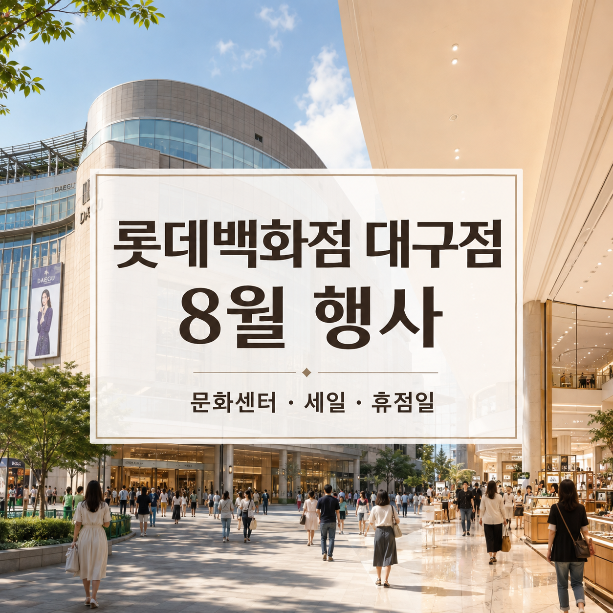 롯데백화점 대구점 8월 행사 2026|문화센터·휴점일·주차