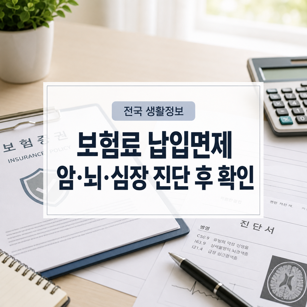 보험료 납입면제 조건|암·뇌·심장질환 진단 후 확인법