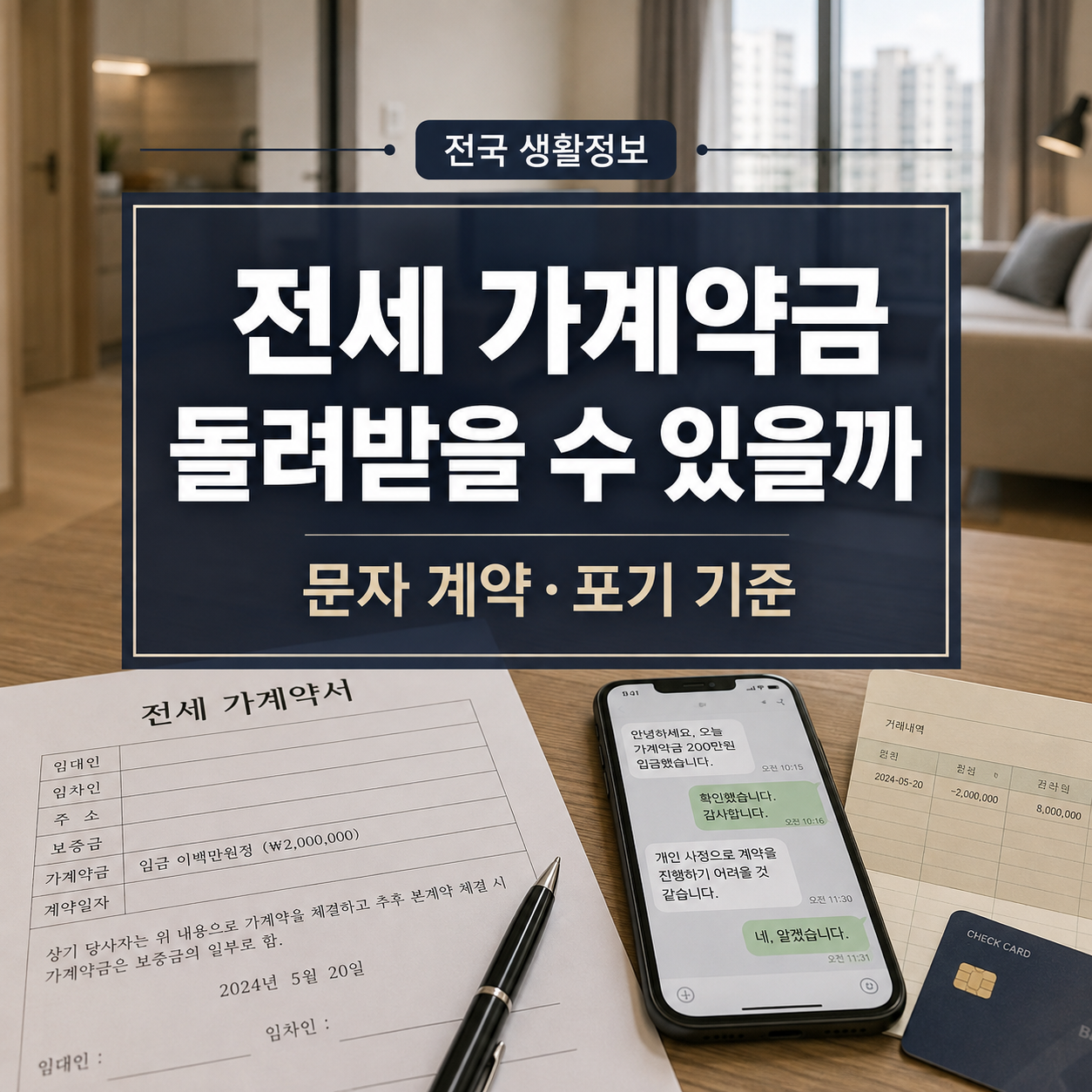 전세 가계약금 반환 조건｜문자 계약·계약금 포기 기준