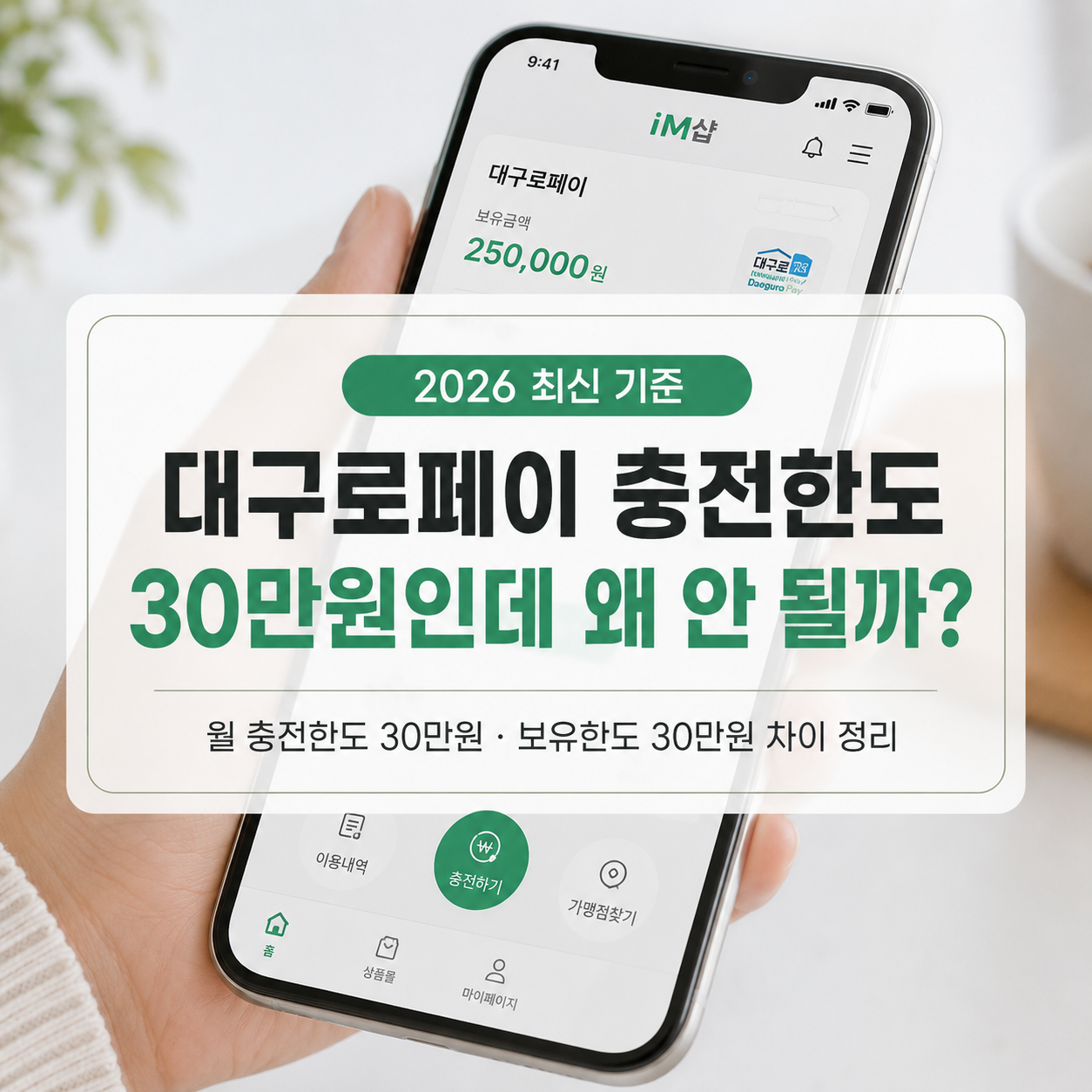 대구로페이 충전한도 초과될 때 2026｜월 30만원인데 안 되는 이유