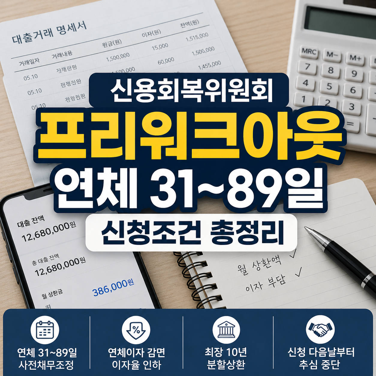 신용회복위원회 프리워크아웃 신청조건 2026｜연체 31~89일·이자 감면·신청방법